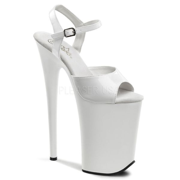Extrem High Heel Sandalette mit Plateau weiss Lack INFINITY-909
